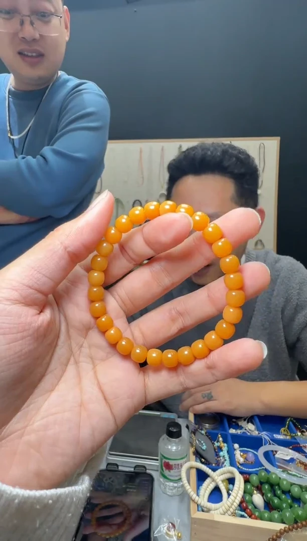 【闪购商品】石英质玉（缅黄）手串未镶嵌约7mm缅黄老型珠手串