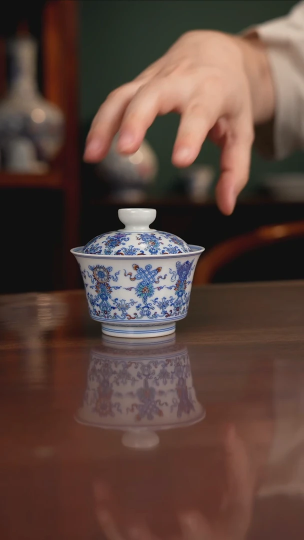 空山明月 青花斗彩