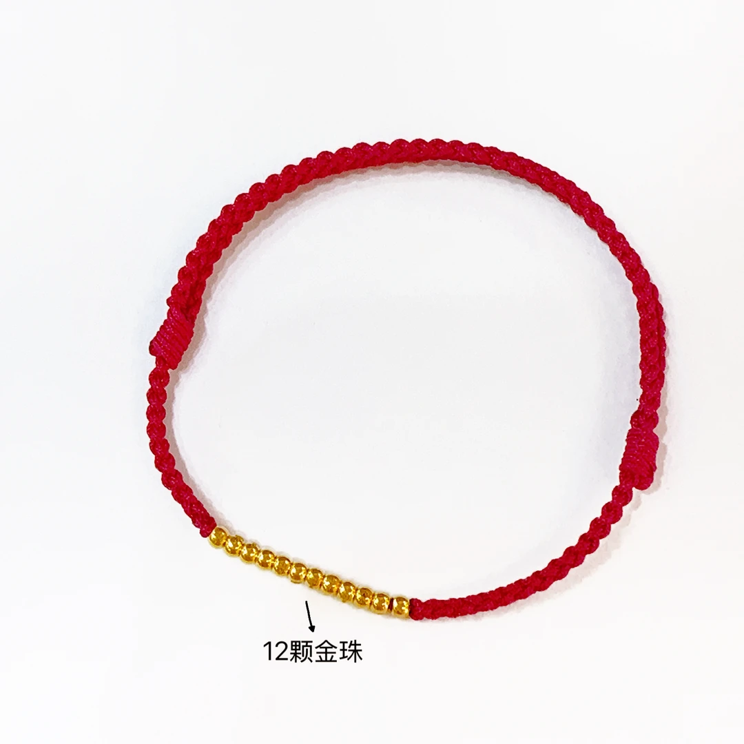 【朱哥金选】足金卡2mm金珠手工编织LAZ296