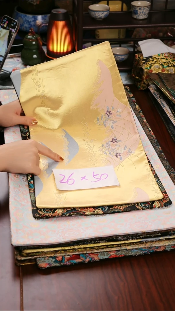 【西阵织湖光山色双面】中国风干泡织锦茶席26*45