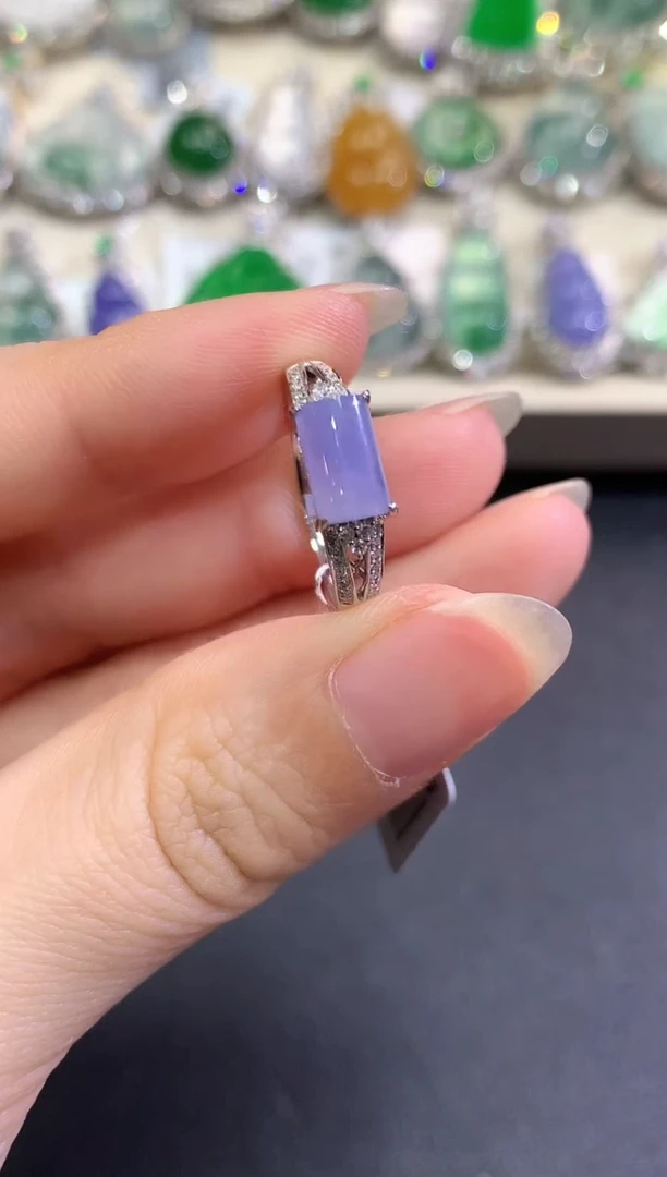 【闪购商品】翡翠戒指18K金镶嵌C8   紫货有色差