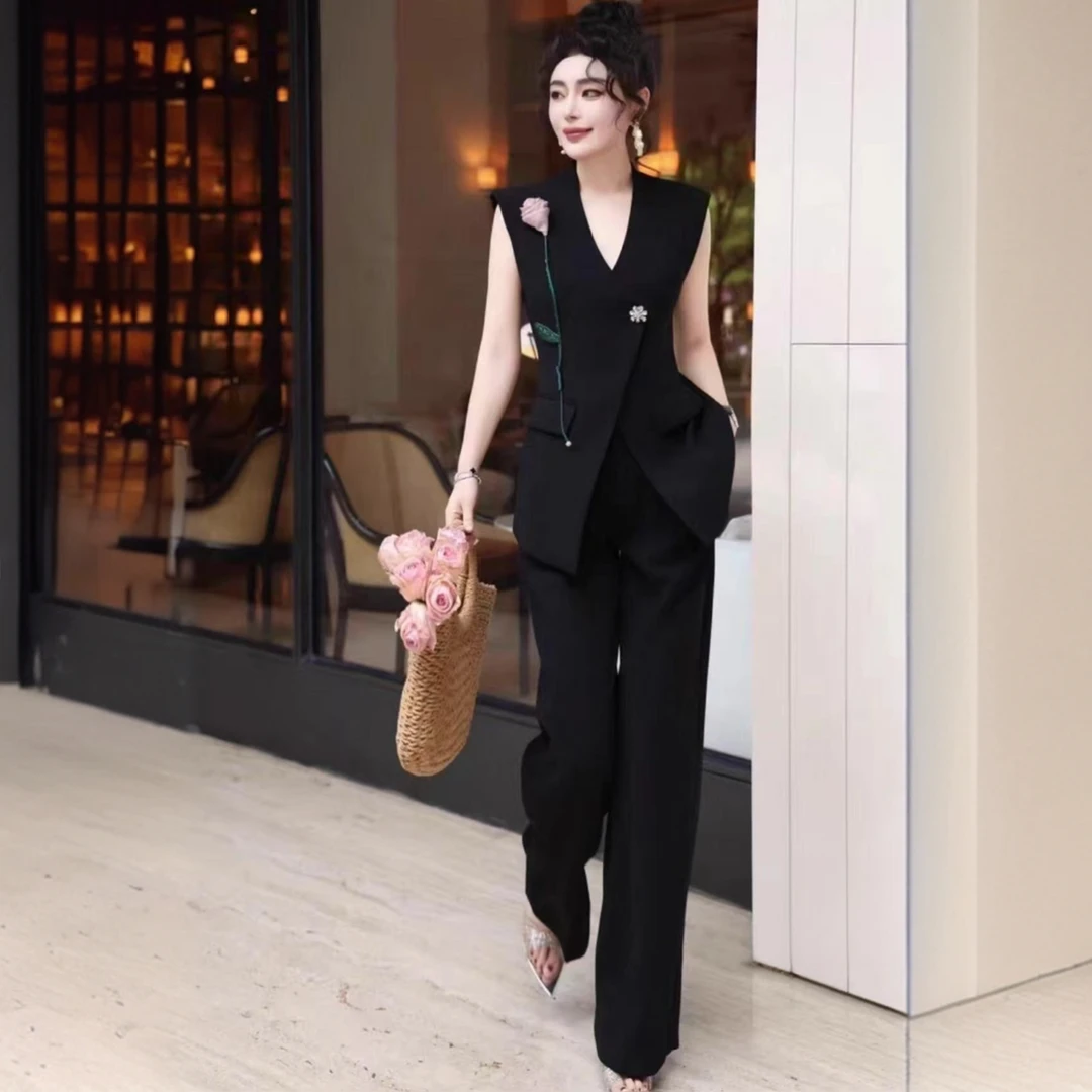 【晨浠定制】气质立体玫瑰花时尚修身西服西装套装8692