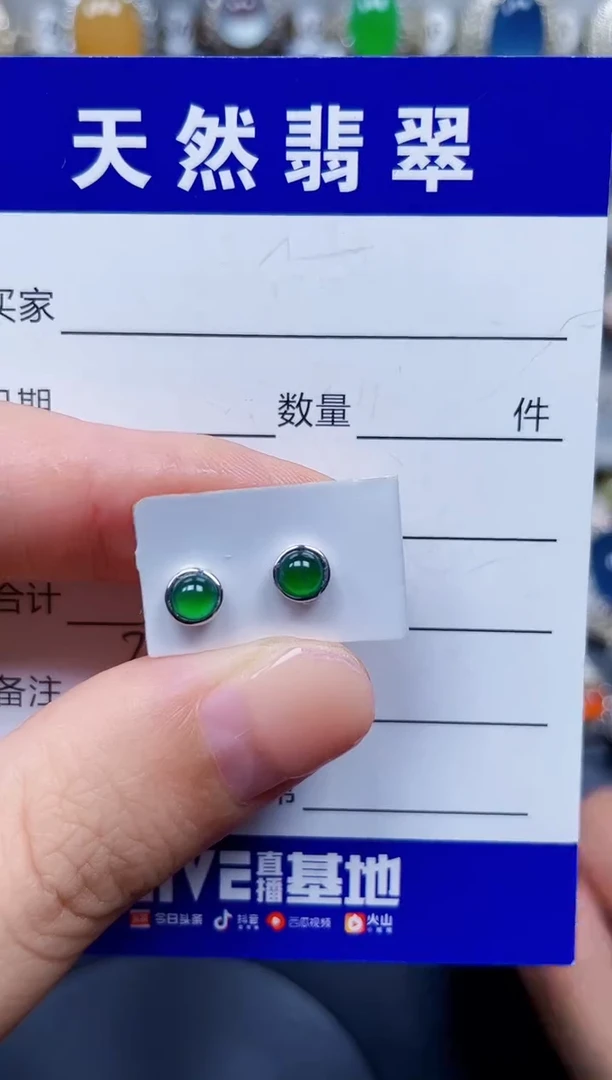 银S925镶嵌翡翠耳饰356