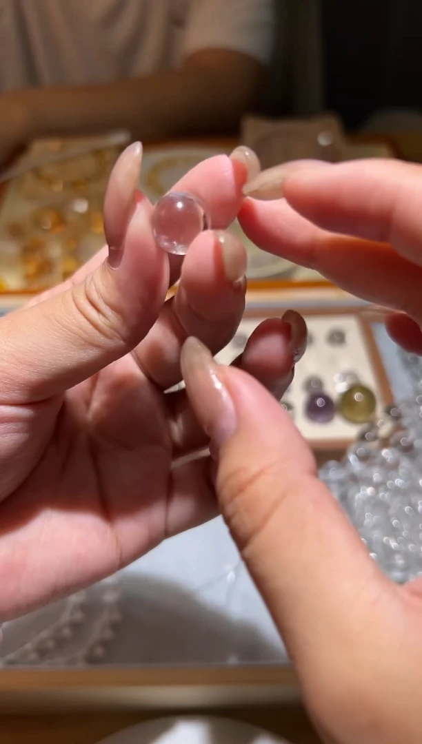 水晶手链未镶嵌天然白水晶12mm天然闪片