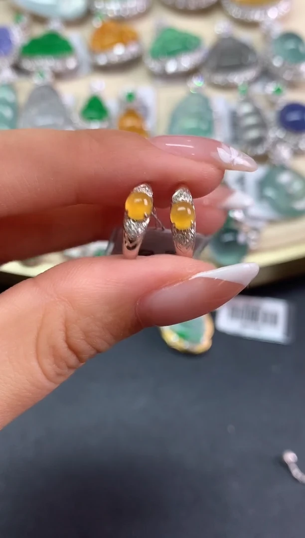 18K金镶嵌翡翠耳饰耳饰|3800