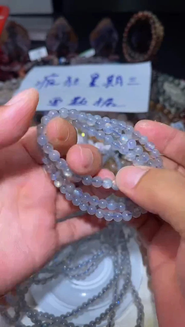 手串未镶嵌长石L9-5mm灰月光多圈-多样性发其一