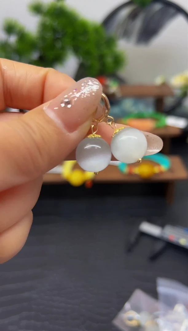 【闪购商品】碧玺猫眼耳饰14K金镶嵌耳饰E699