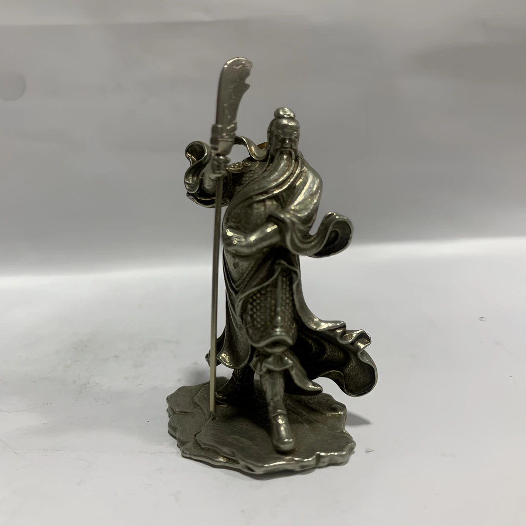 关公关二爷武财神精品麒麟白铜摆件家居摆件关羽雕塑雕刻工艺品