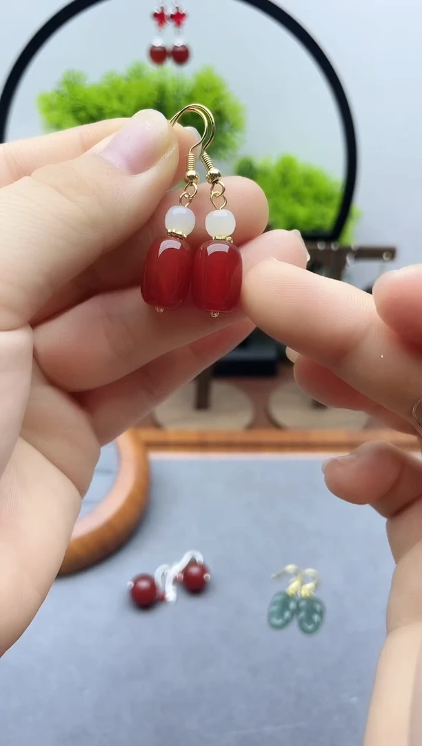 未镶嵌南红玛瑙耳饰161000