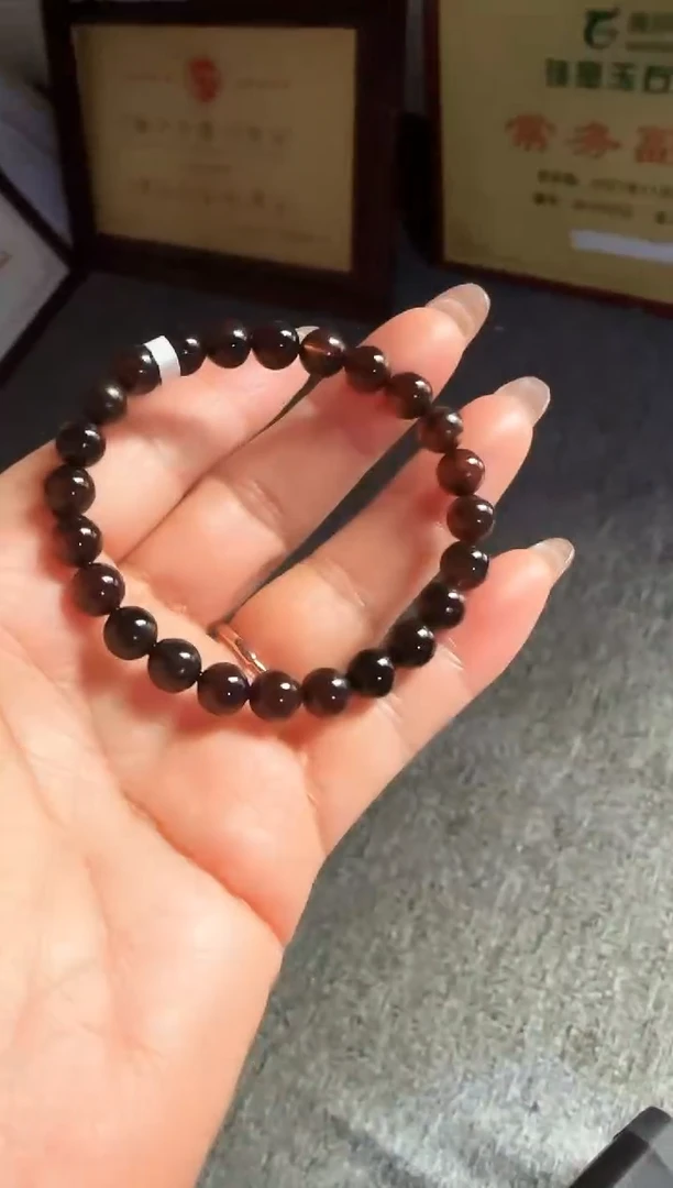 手串琥珀未镶嵌#18缅甸琥珀星际蓝翁珀手串7mm