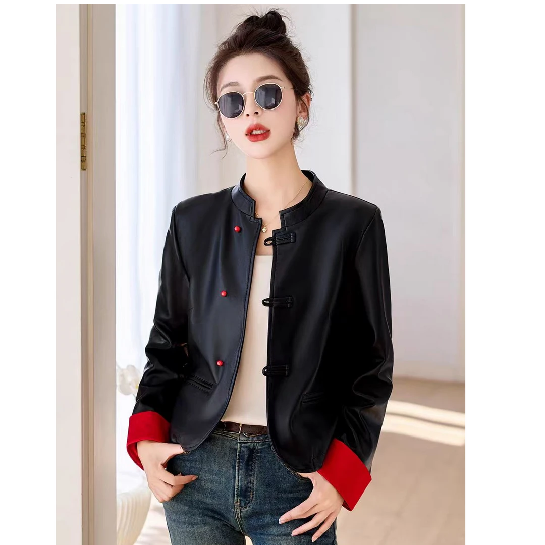 25801新中式皮衣外套女2025新款爆款独特超好看pu小个子短款