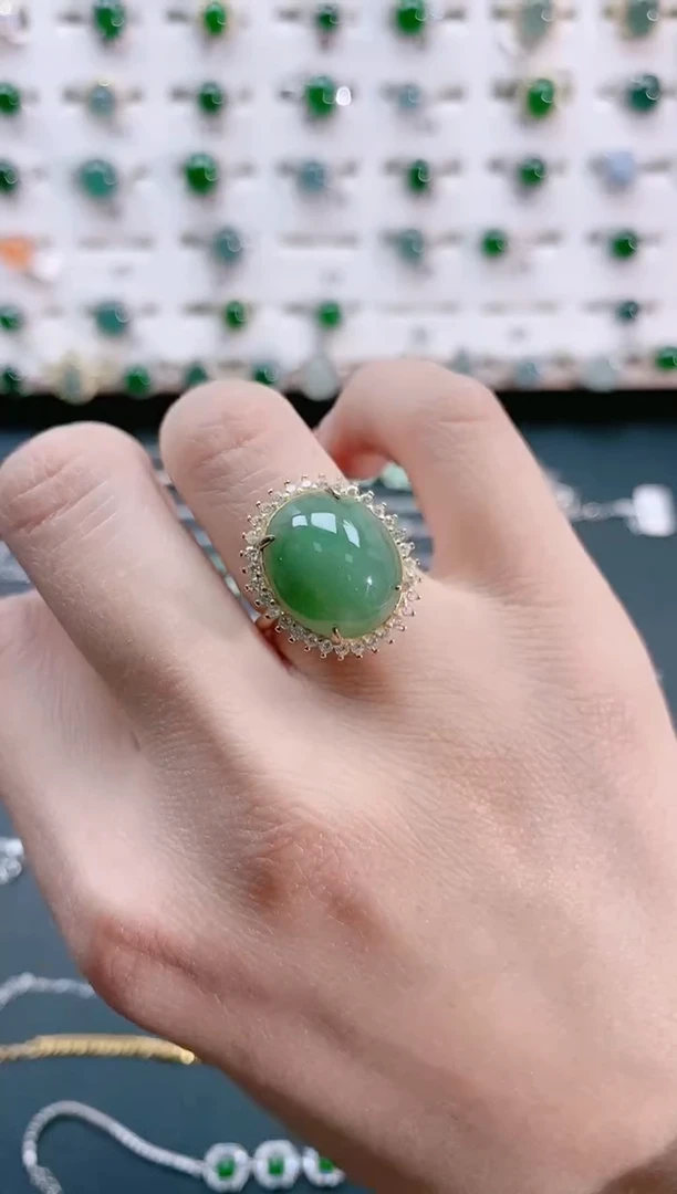 【闪购商品】翡翠戒指银S925镶嵌天然翡翠