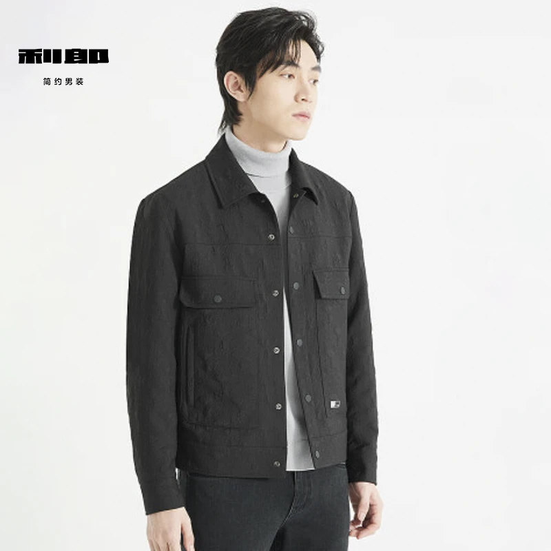 Lilanz/利郎IP联名男士秋冬周正大气翻领茄克（雕塑） (24QJK603)