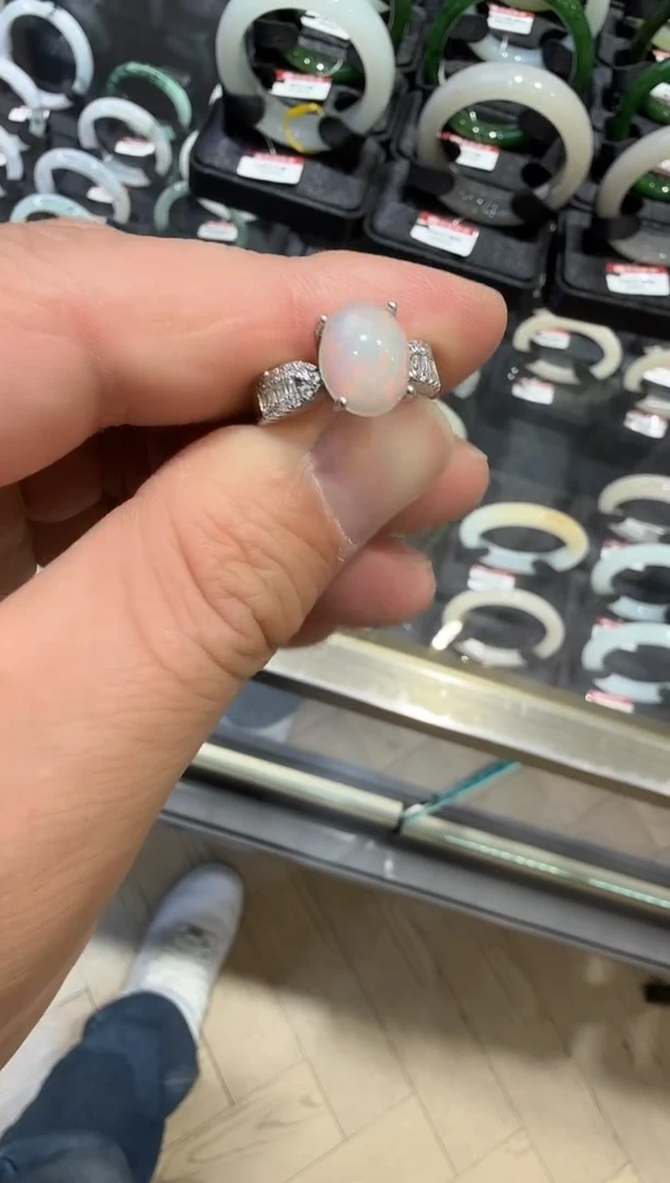 银S925镶嵌欧泊戒指多样性发一