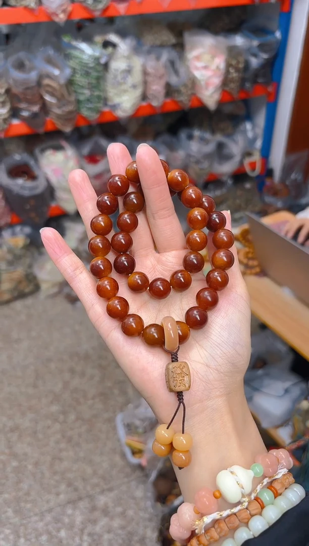 吊坠菩提根/象牙果深色栗子双圈 发字