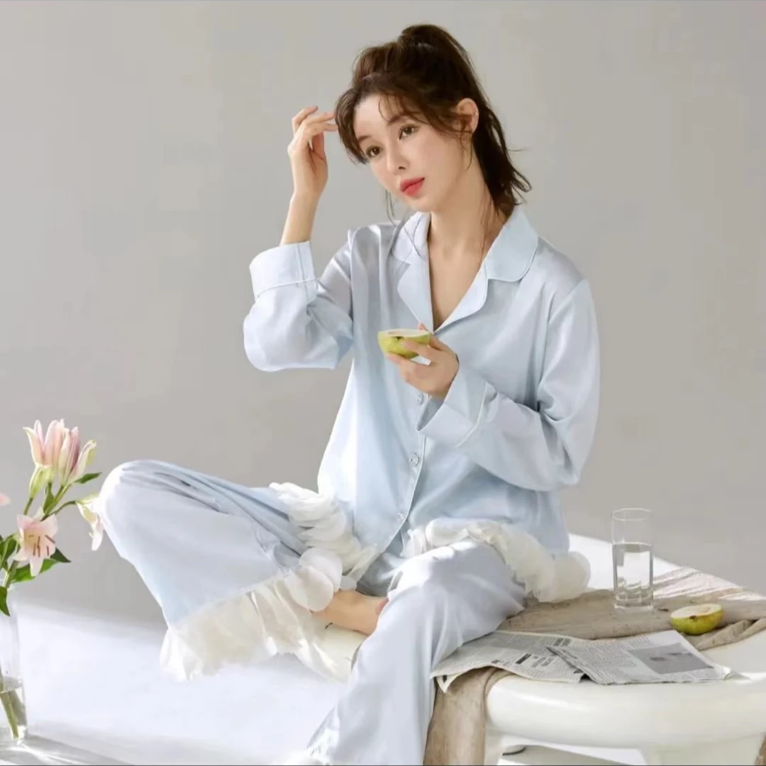 【缎面雪纺】夏新女士睡衣时尚款花瓣甜美高级感长袖宽松家居服薄款