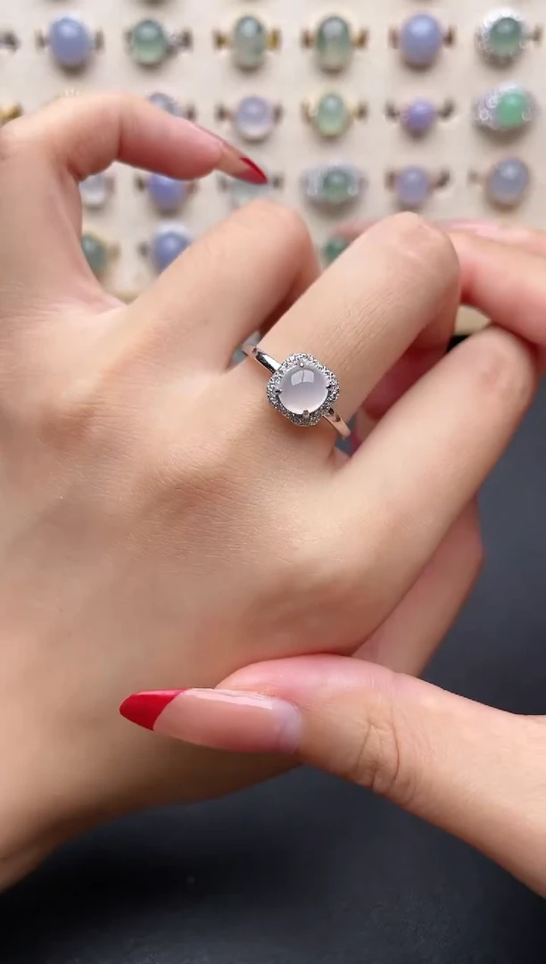 【闪购商品】翡翠戒指银S925镶嵌一物一证一礼盒