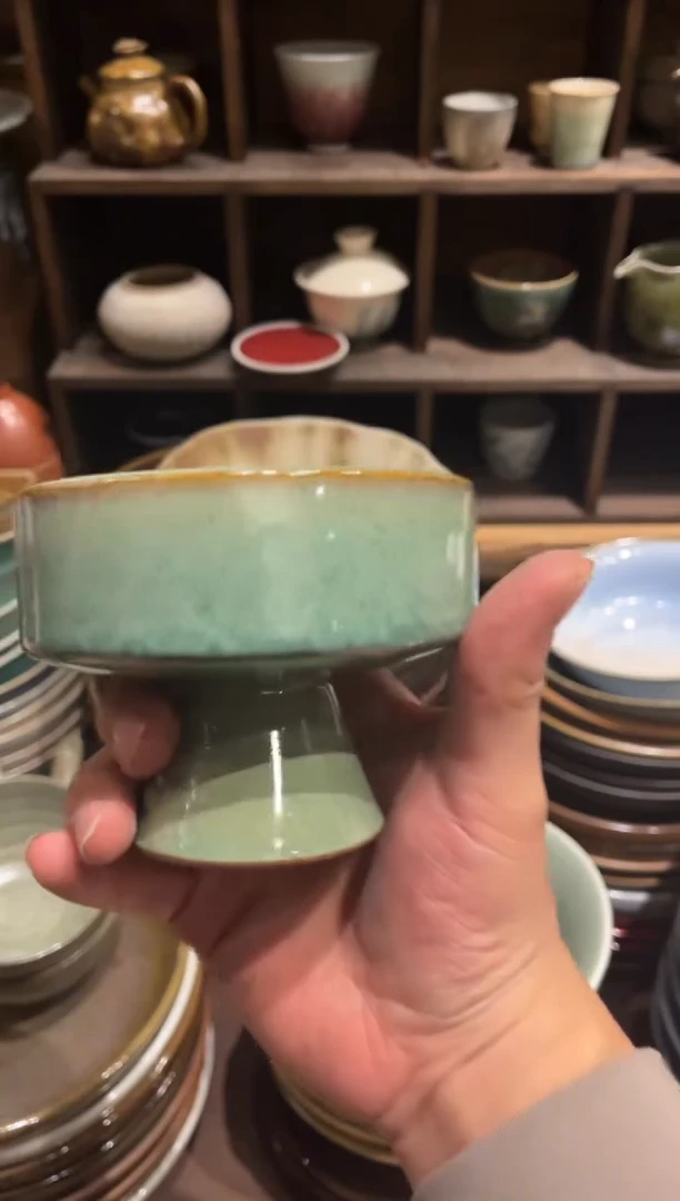 【闪购商品】瓷片775绿色高足盖置1个