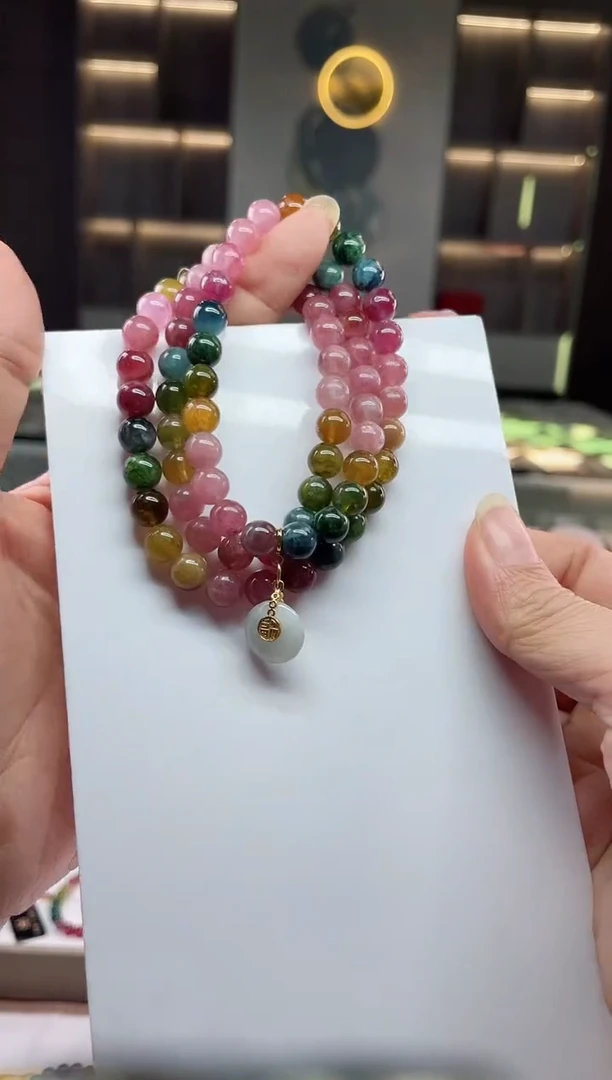 未镶嵌老矿碧玺三圈手串7mm+碧玺（多样性发一条）Q