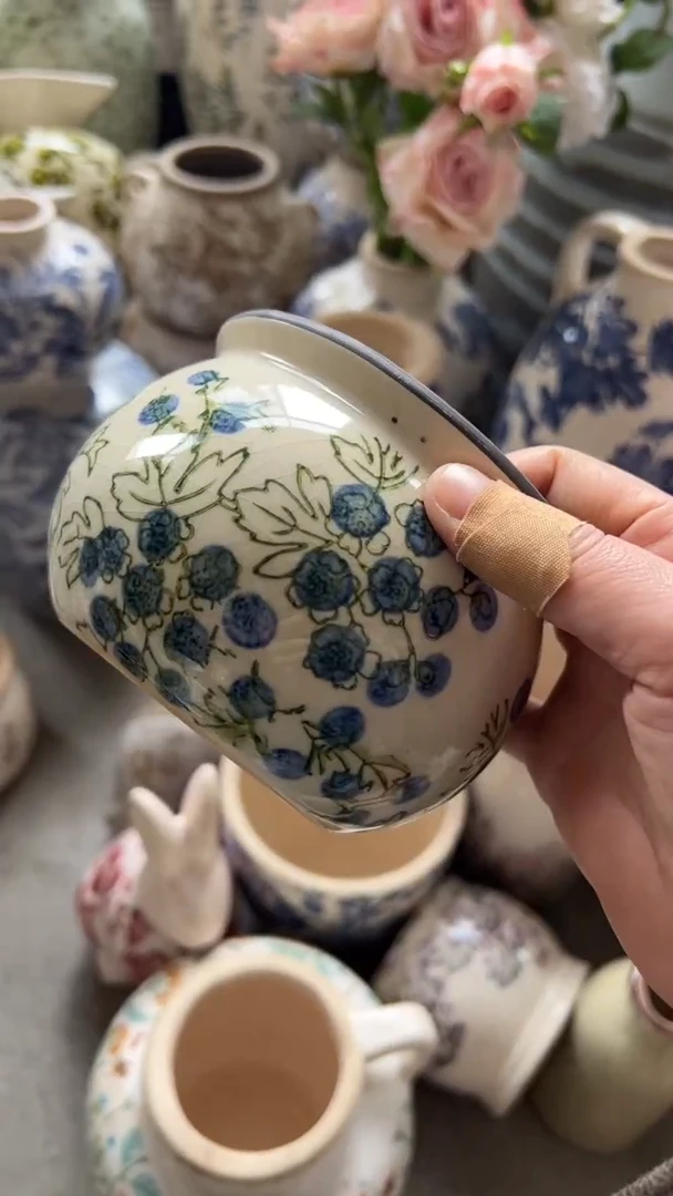 【闪购商品】陶瓷花盆高8.5cm内口9.5cm