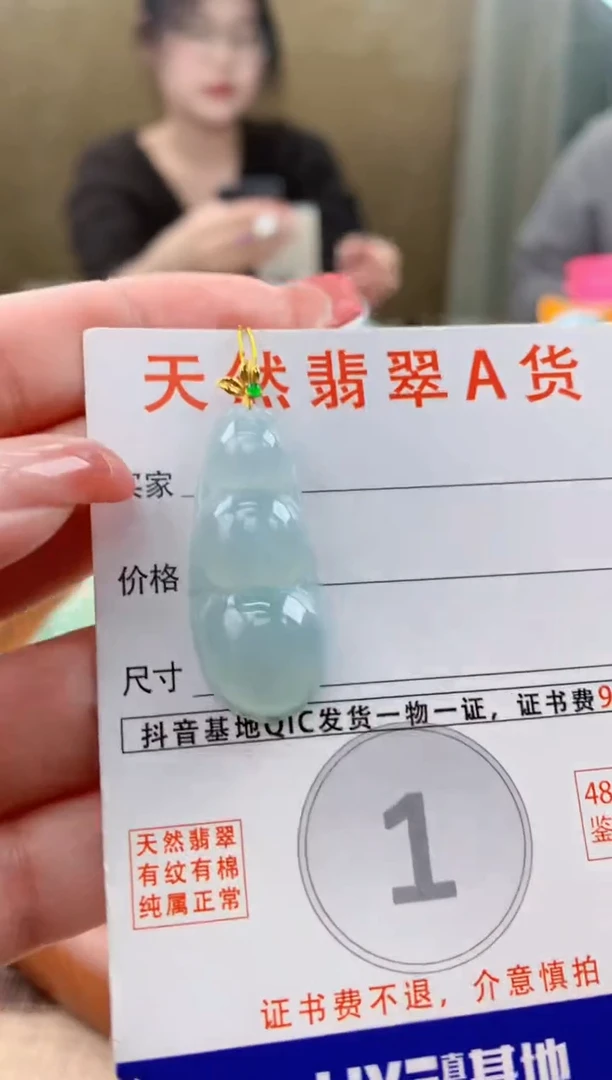 颈饰18K金镶嵌翡翠天然A货翡翠挂件