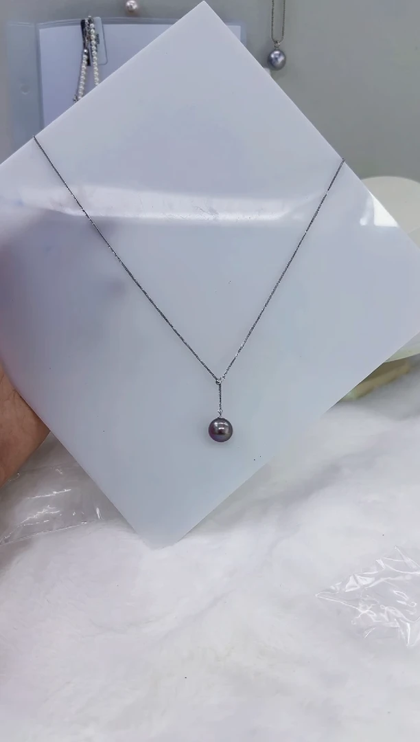银S925镶嵌淡水珍珠DA紫珠Y链12-13 y336