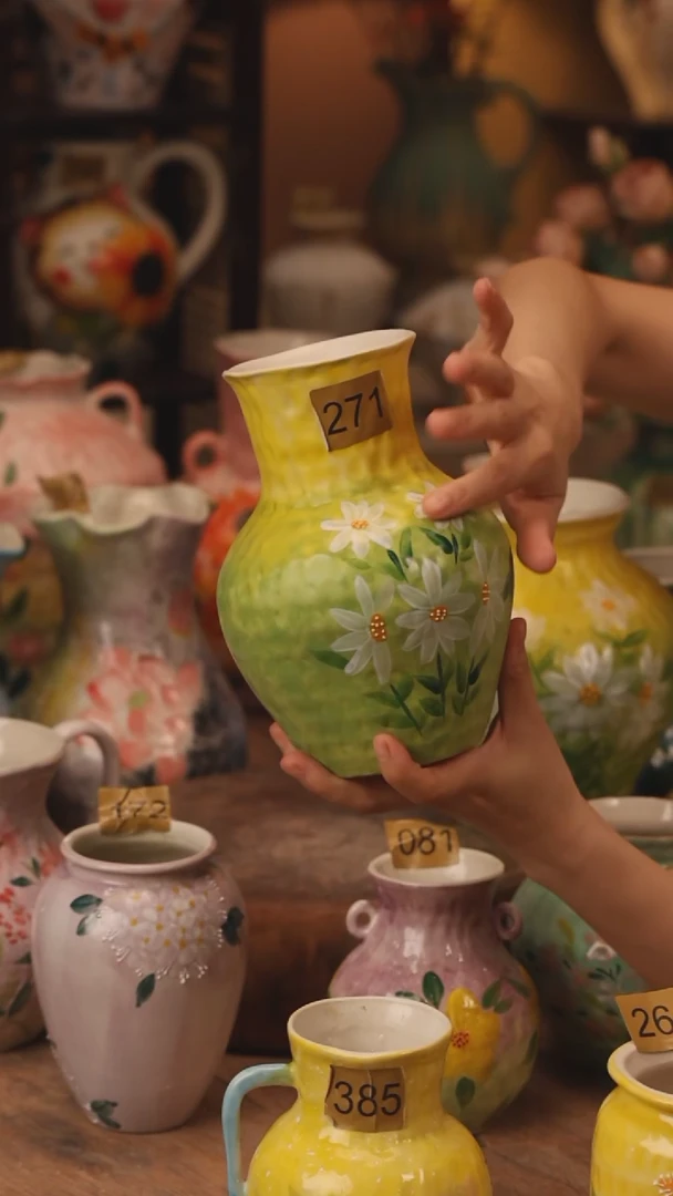 陶瓷271景德镇设计师手作花器摆件侘寂风
