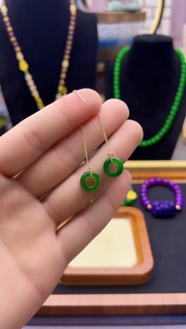 【闪购商品】翡翠耳饰14K金镶嵌E225