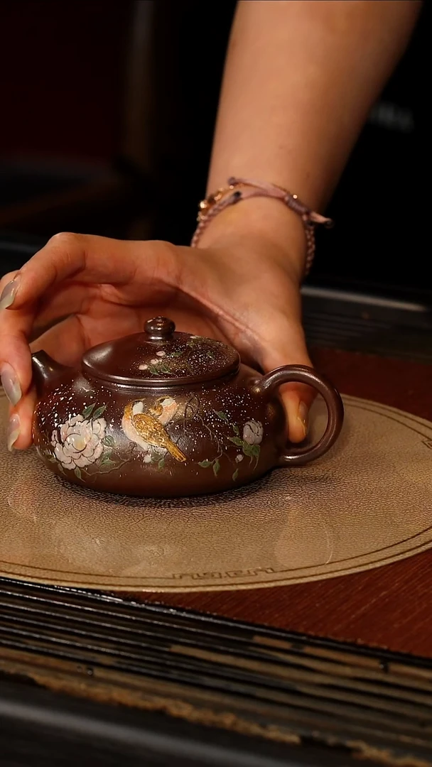 茶壶紫砂宜兴紫砂PQZ 龙血砂柴烧 寒江