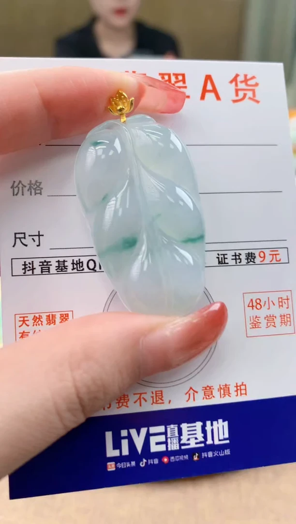 颈饰18K金镶嵌翡翠天然A货翡翠挂件