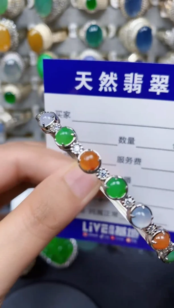 银S925镶嵌手镯翡翠218