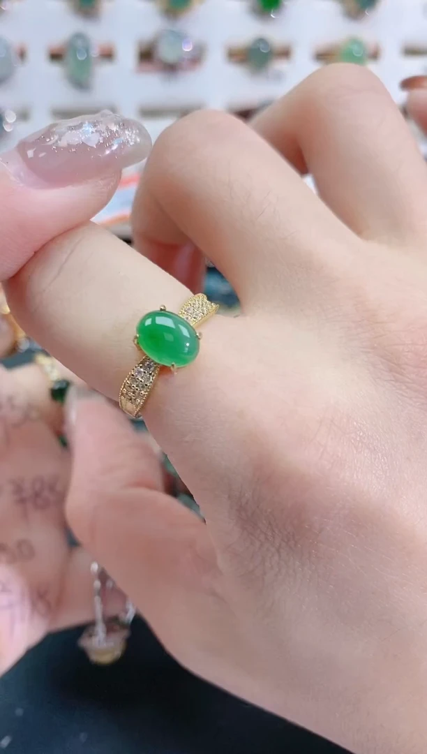 银S925镶嵌戒指翡翠天然翡翠