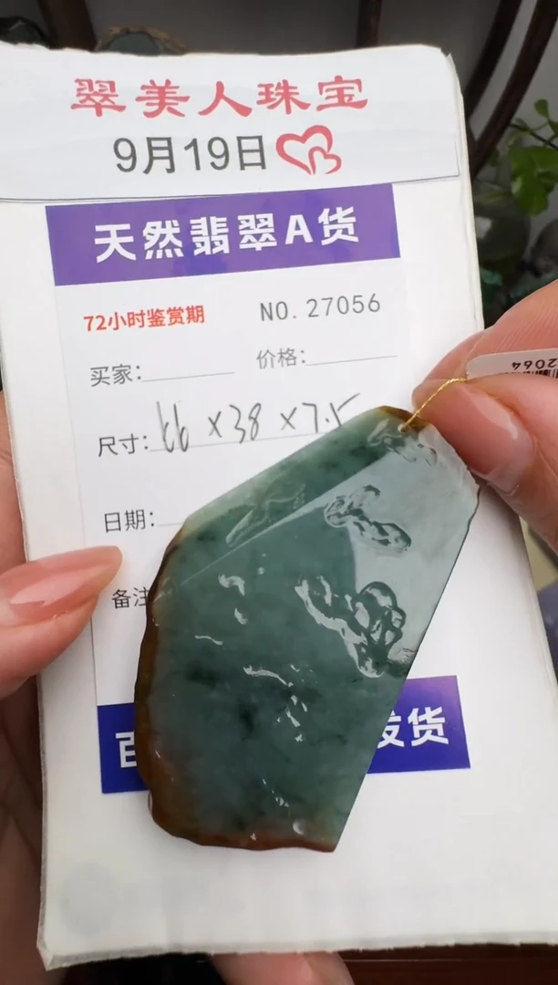 颈饰未镶嵌翡翠深****?原石27056