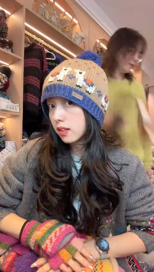 羊毛美利奴咖色羊驼帽