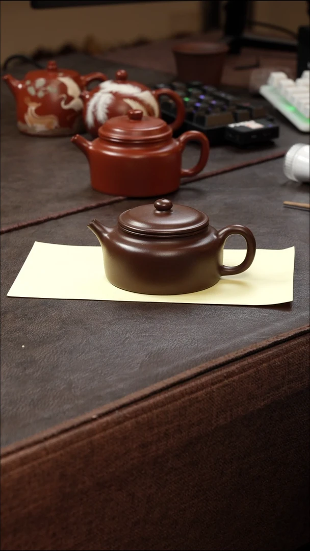 茶壶紫砂壶·25老紫泥德钟150cc