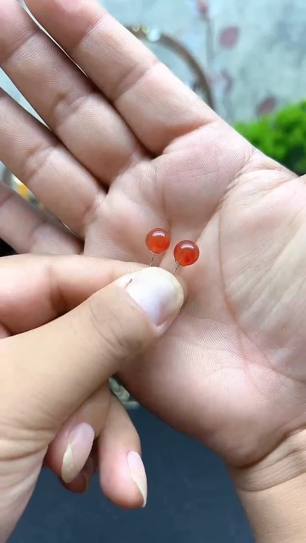 银S925镶嵌耳钉玛瑙/玉髓148