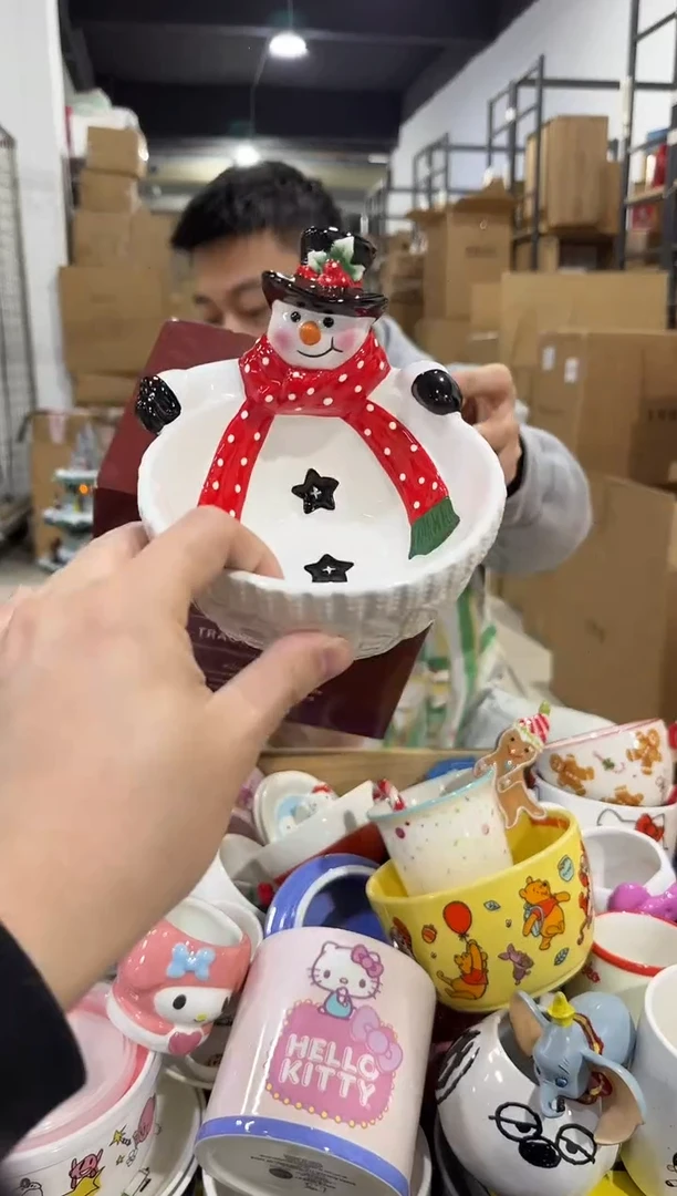 瓷片原盒雪人碗