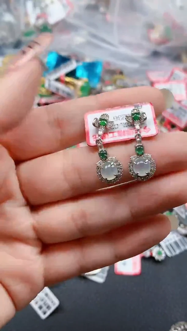 银S925镶嵌戒指翡翠天然A货缅甸翡翠