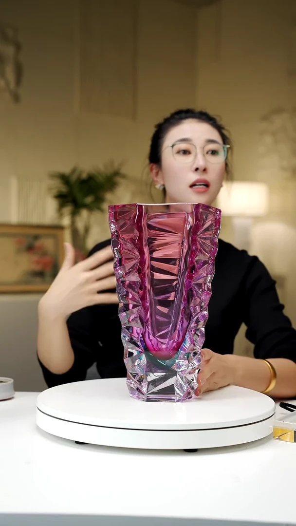 琉璃米**妮金红蓝冰岛火山花瓶