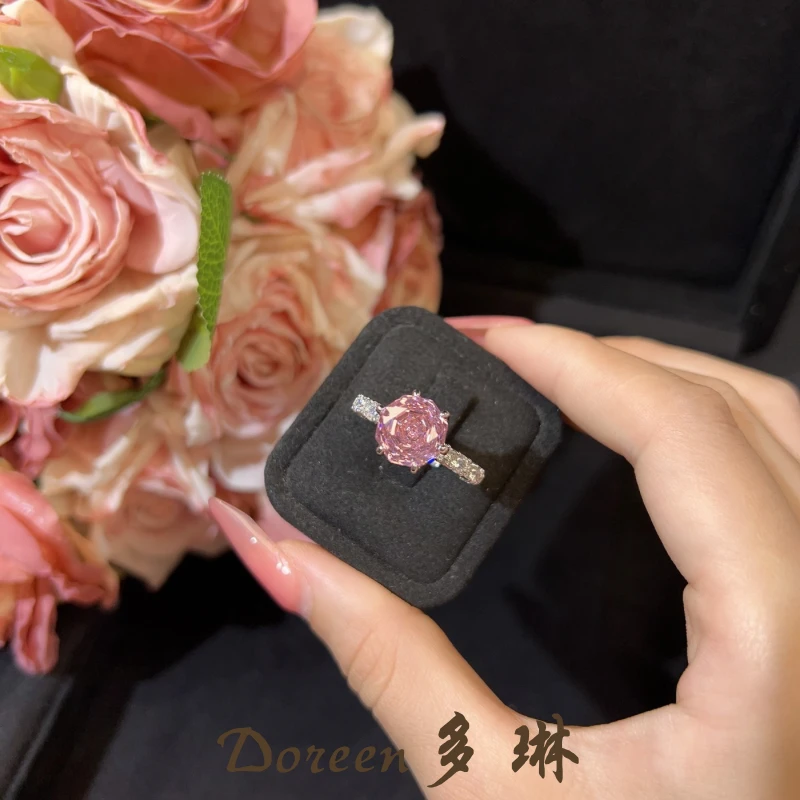 铜合金戒指 粉色六爪玫瑰切戒指NW8851