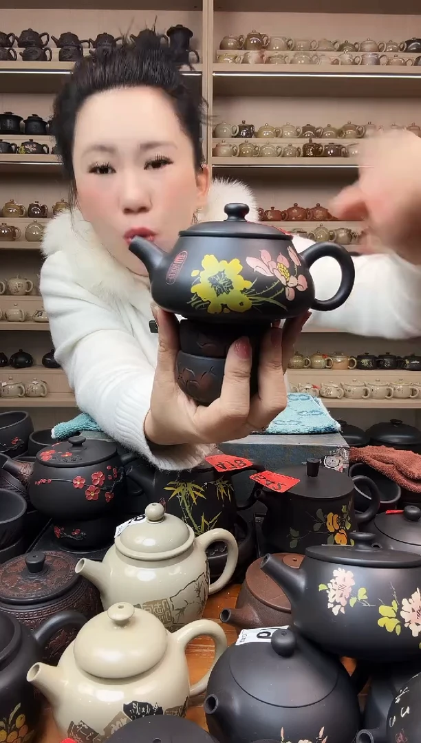 壶彩填明炉壶+2线雕杯 309