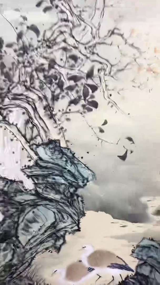 国画吴丽珠-8平尺-花鸟轴-带工笔书-带相框