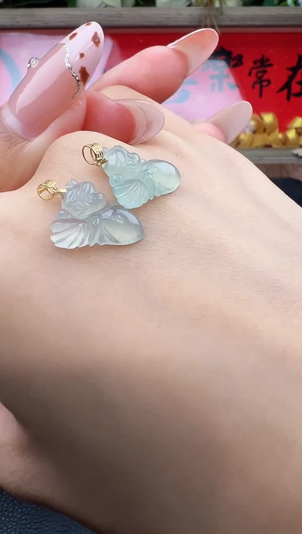 吊坠(不含链)18K金镶嵌翡翠仙子-123多样性发货其一