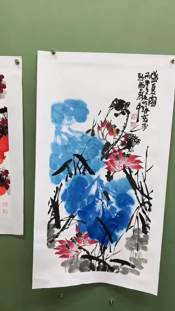 竖款精品三尺花鸟荷花，盛夏
