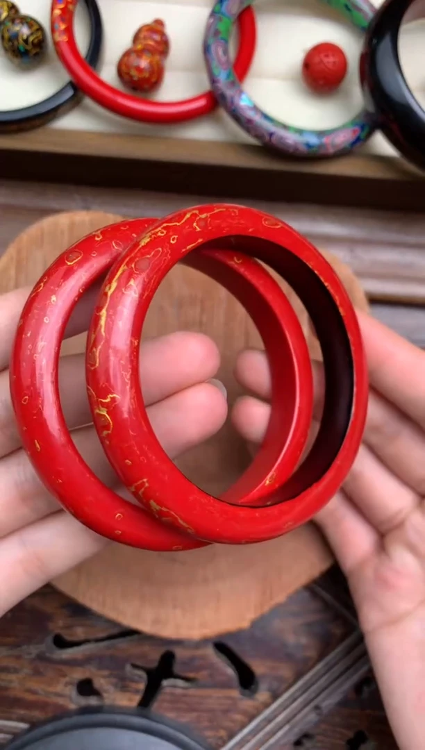 素髹手鐲 红底 黑底60