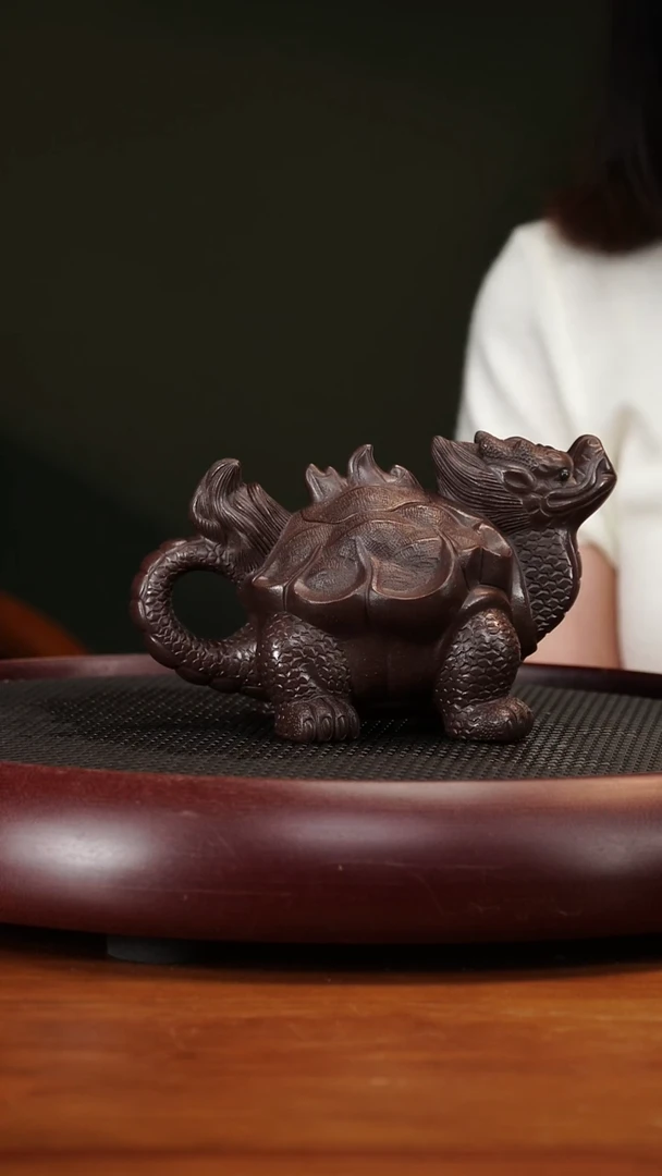 茶壶紫砂27WHJ火龙龟 老紫泥260cc