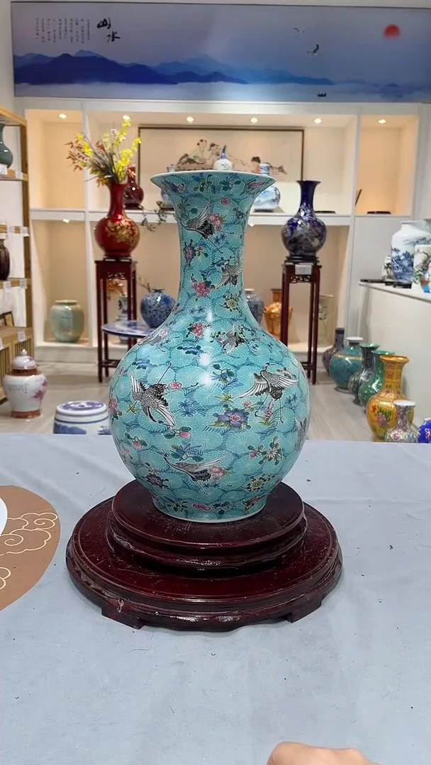 摆件仙鹤珐琅彩高36