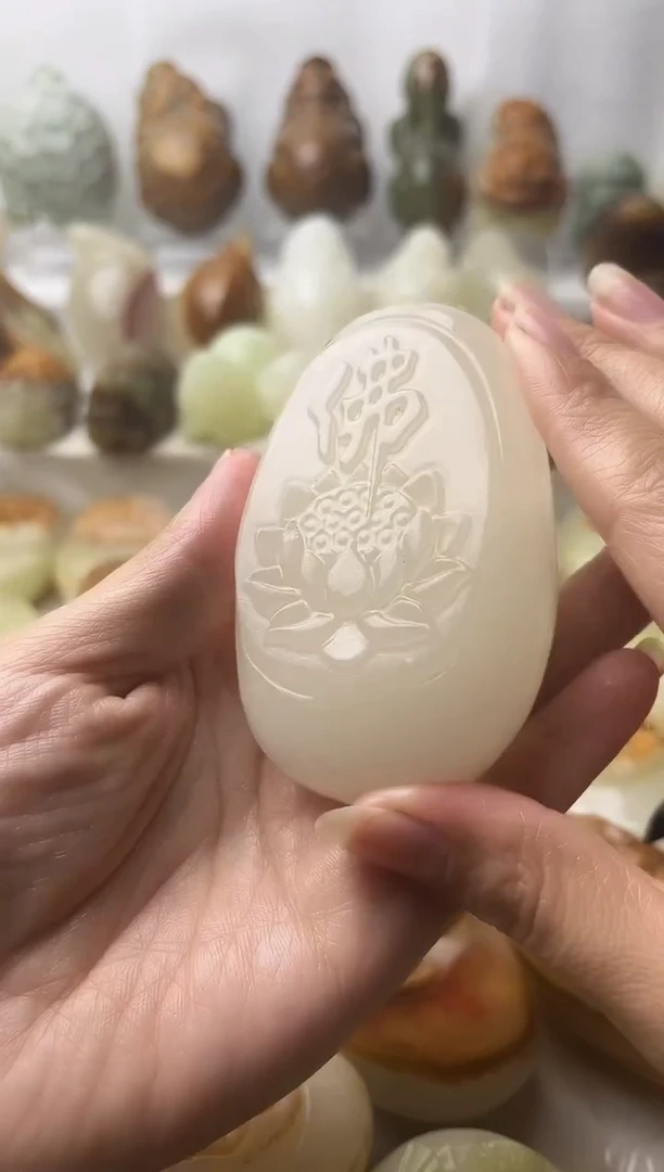 石材方解石棉纹正常不退换莲花佛