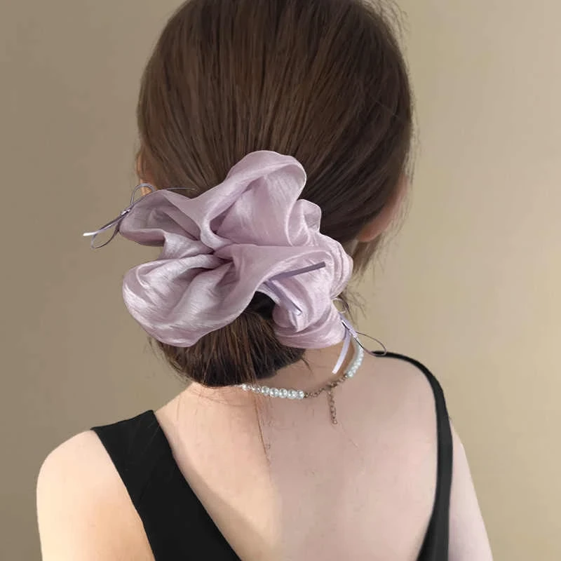 香芋紫月光~芭蕾风蝴蝶结大肠发圈法式温柔气质网纱头圈甜美发绳