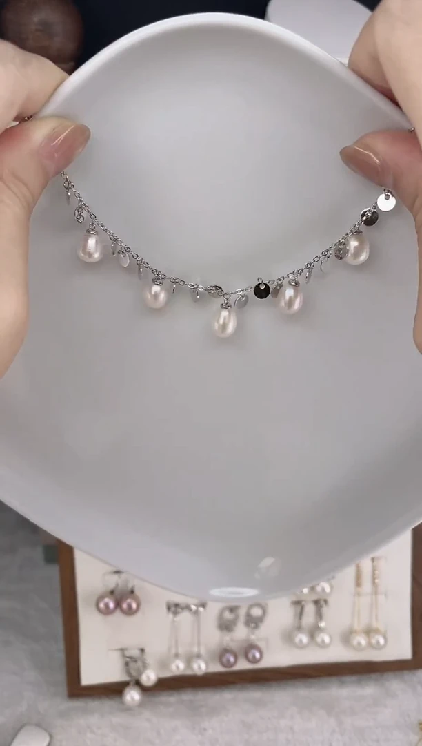 合金耳饰淡水珍珠48毛衣链